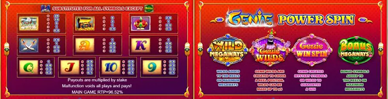 genie jackpots megaways game symbols