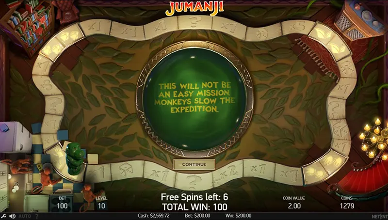 jumanji slot free spins