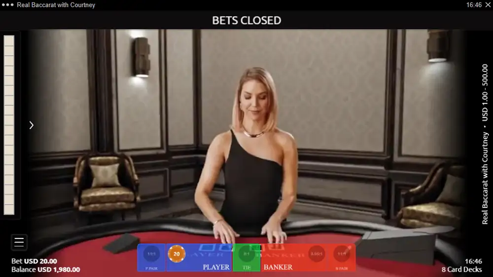 Real Baccarat with Courtney demo play