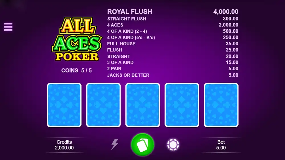 All Aces Poker demo