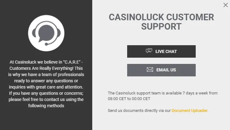 casinoluck support