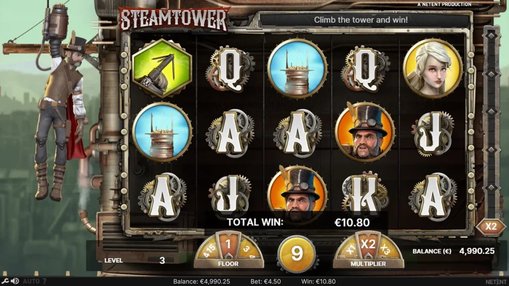 steam tower slot free spins
