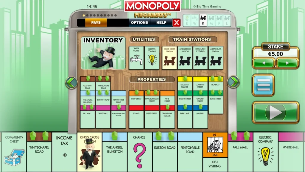 monopoly megaways paytable