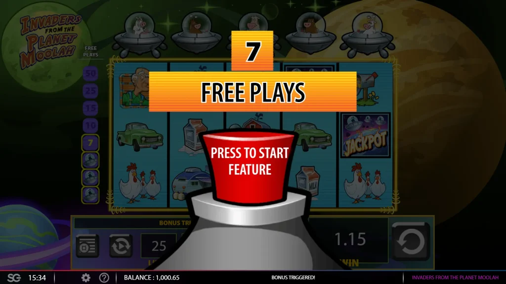 Invaders from the Planet Moolah free spins